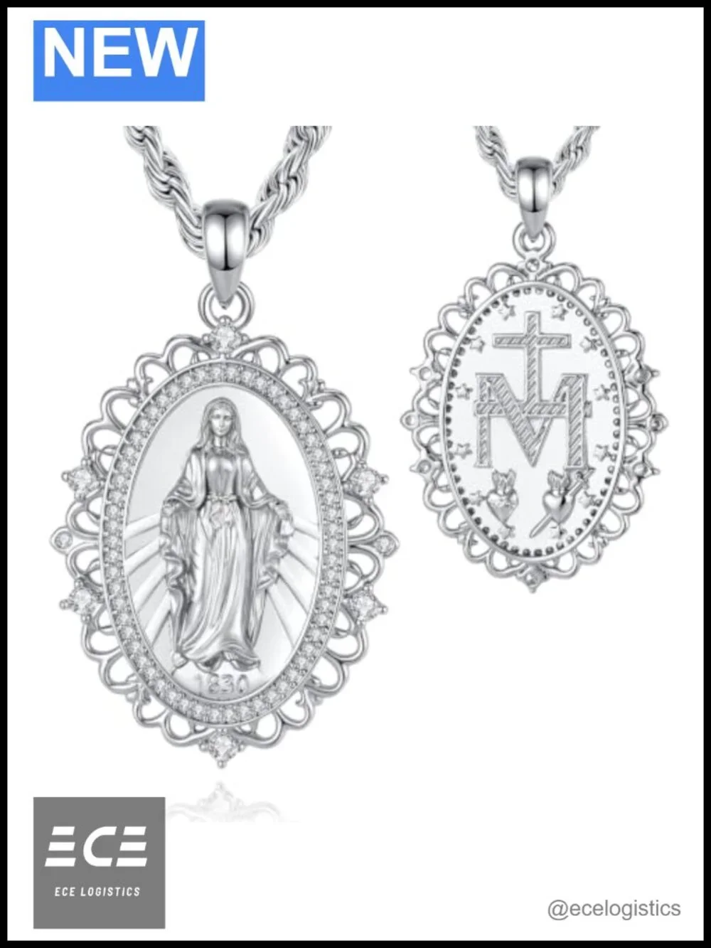 Virgin Mary Medal Pendant Necklace Catholic Religious Jewelry